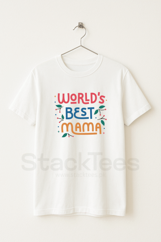 Worlds Best Mama - White Graphic T-Shirt Half Sleeve