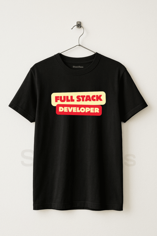 Full Stack Developer Programmer Black T-Shirt – Unisex Coding Tee Half Sleeve