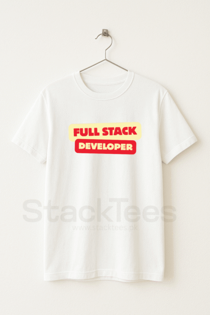Full Stack Developer Programmer White T-Shirt – Unisex Coding Tee Half Sleeve
