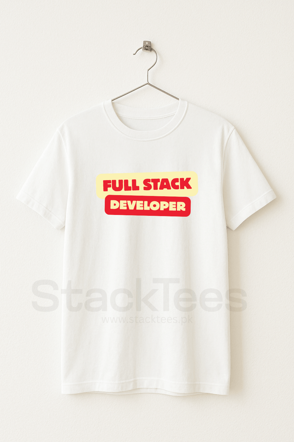 Full Stack Developer Programmer White T-Shirt – Unisex Coding Tee Half Sleeve
