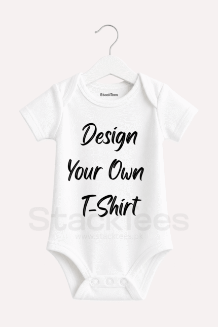 White Customized Baby Romper Pakistan – Personalized Baby Bodysuit