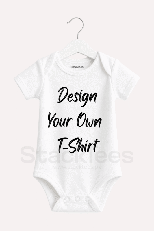 White Customized Baby Romper Pakistan – Personalized Baby Bodysuit
