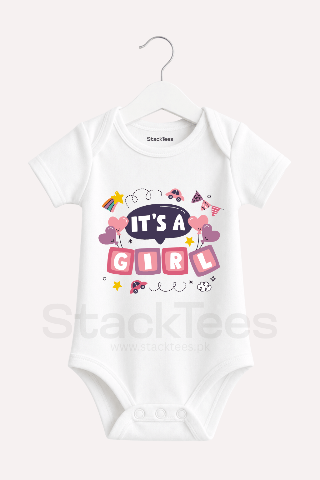 It's a Girl White Baby Romper Pakistan - Customized Baby Girl Romper