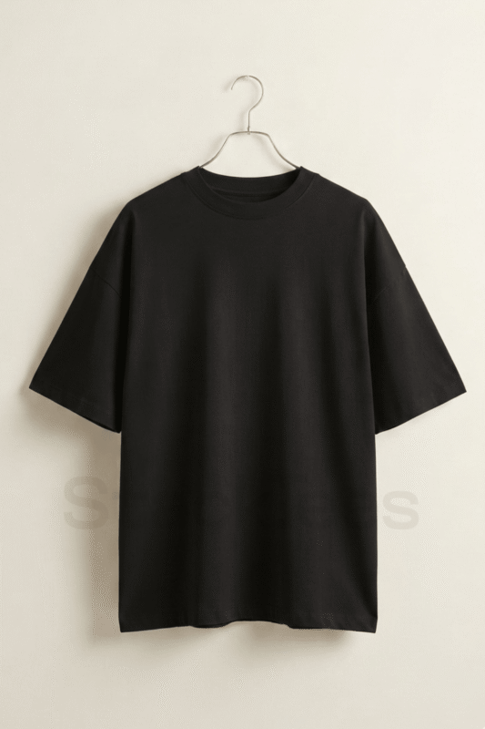 Black Drop Shoulder T-Shirt - Unisex Half Sleeve Basic Tee