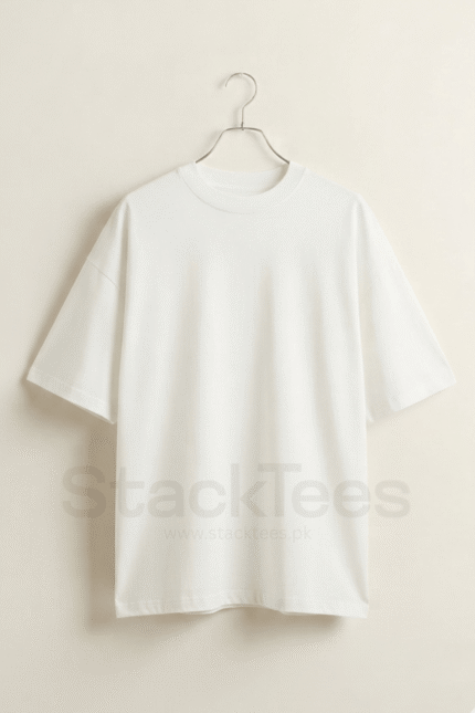White Drop Shoulder T-Shirt - Unisex Half Sleeve Basic Tee