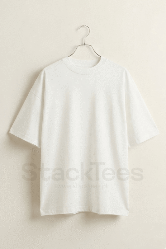 White Drop Shoulder T-Shirt - Unisex Half Sleeve Basic Tee