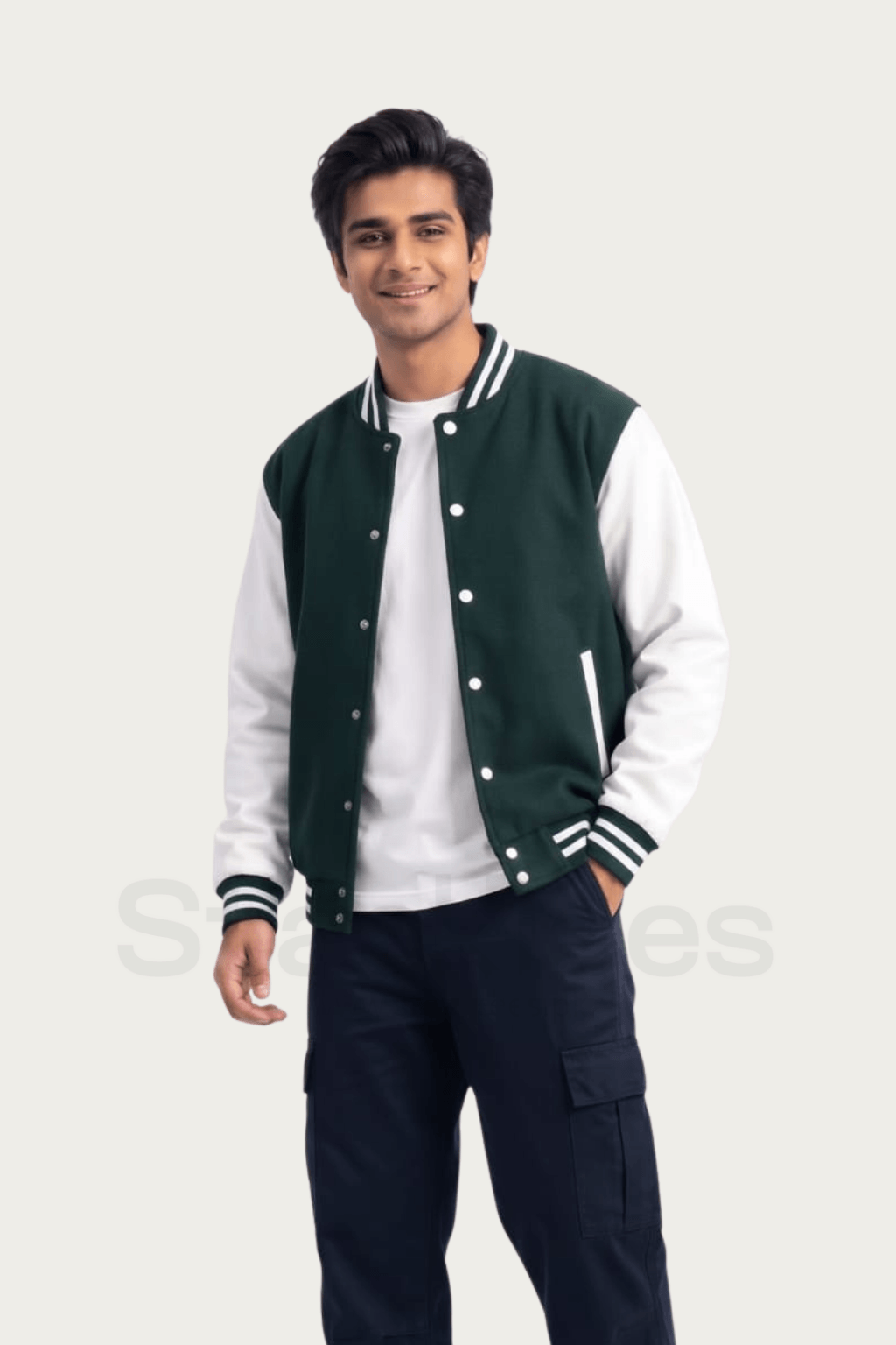 Men Green Baseball Jacket