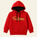 Kids Glitter Name Red Hoodie - Personalized Custom Hoodie