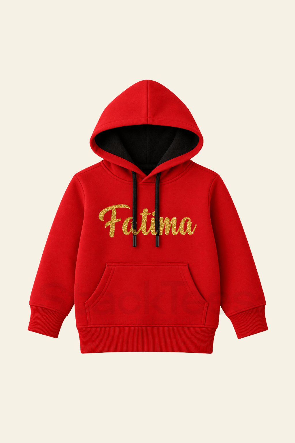 Kids Glitter Name Red Hoodie - Personalized Custom Hoodie