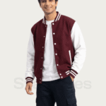 Men Mehroon Baseball Jacket