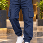 Men 6-Pocket Denim Cargo Pants