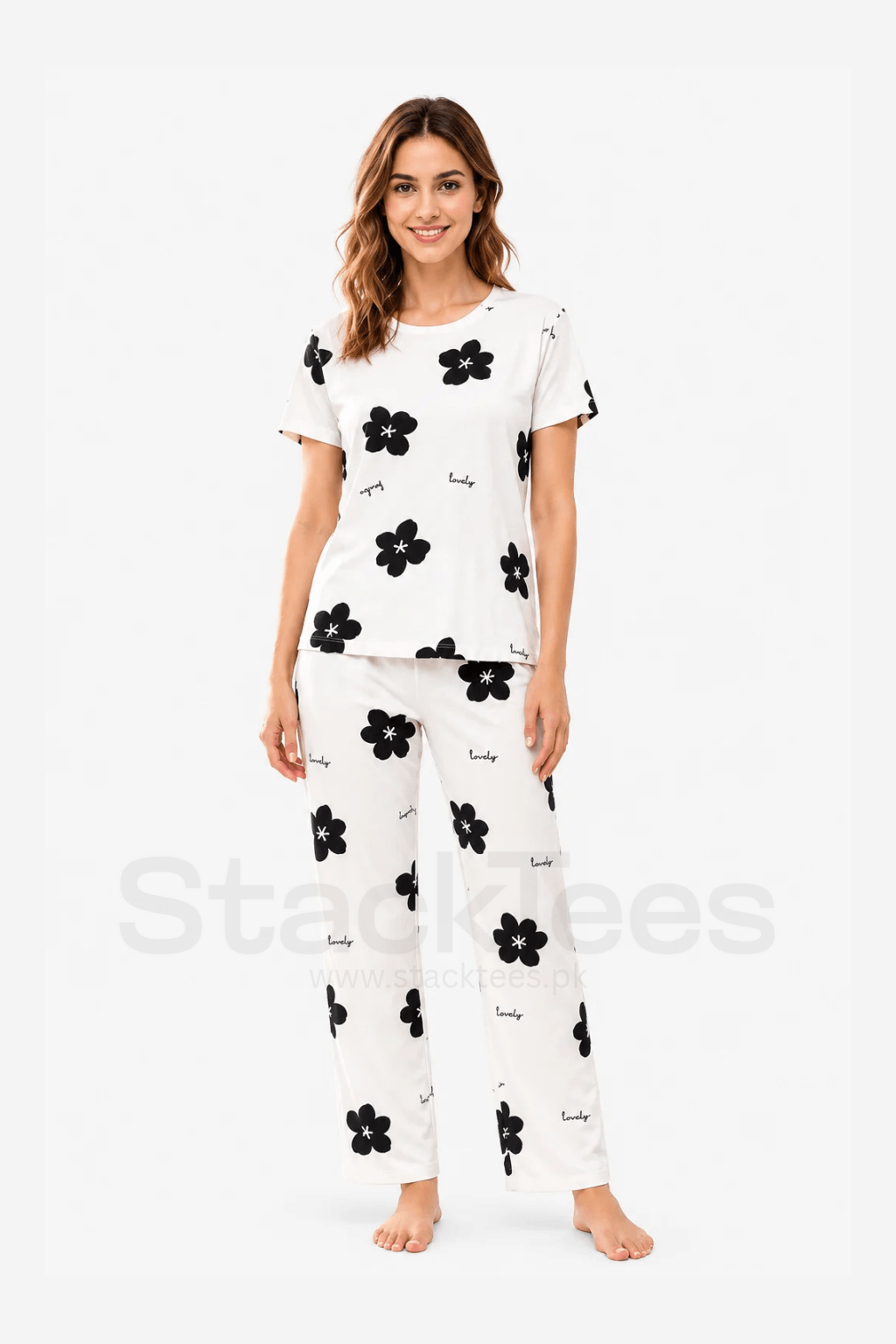 Women's White Printed Pajama Set - 2 Piece Cozy Night Suit